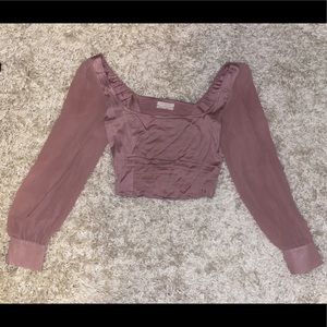 UO Lena Sheer Sleeve Square Neck Blouse